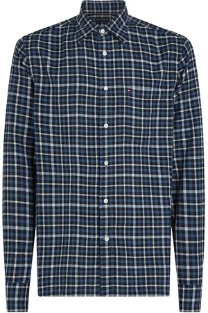 Tommy Hilfiger Brushed Linen Gingham Rf Shirt Tops Shirts Casual Navy