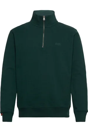 Superdry Essential Logo Henley Tops Knitwear Half Zip Jumpers Green