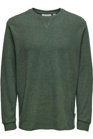 Only & Sons Onswaffle Rlx Ls Tee Tops Sweat-shirts & Hoodies Sweat-shirts Green