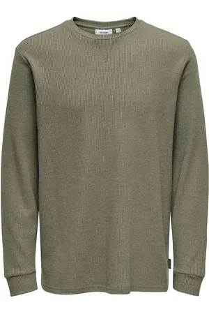 Only & Sons Onswaffle Rlx Ls Tee Tops Sweat-shirts & Hoodies Sweat-shirts Green