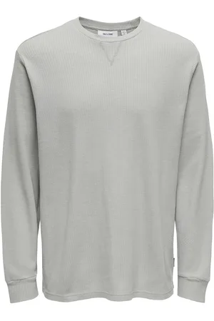 Only & Sons Onswaffle Rlx Ls Tee Tops Sweat-shirts & Hoodies Sweat-shirts Grey