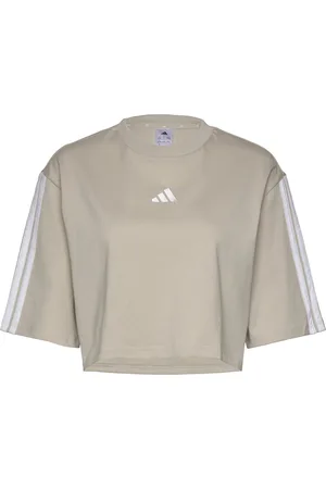 adidas W 3S Sj Tlr T Sport Sport Clothing Sports Tops & T-shirts Sport Crop Tops Sport Short-sleeved Crop Tops Cream