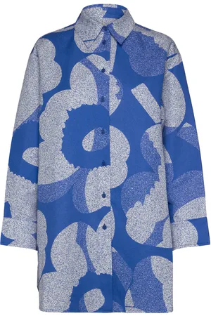 Marimekko Heitto Unikko Tops Shirts Long-sleeved Blue