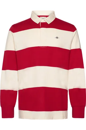 GANT Barstripe Rugger Tops Polos Long-sleeved Red