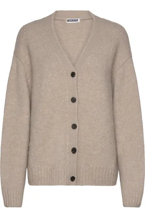 Weekday Fine Knitted Cardigan Tops Knitwear Cardigans Beige