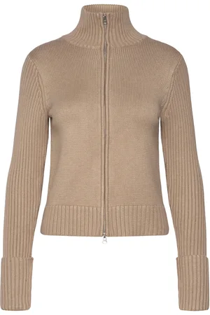 Weekday Zip Cardigan Tops Knitwear Cardigans Beige