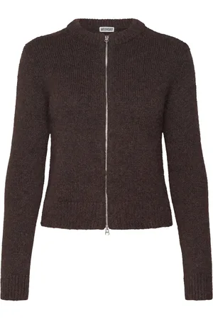 Weekday Zip Cardigan Tops Knitwear Cardigans Brown