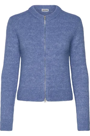 Weekday Zip Cardigan Tops Knitwear Cardigans Blue