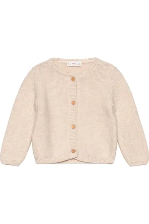 MANGO Button Knit Cardigan Tops Knitwear Cardigans Beige