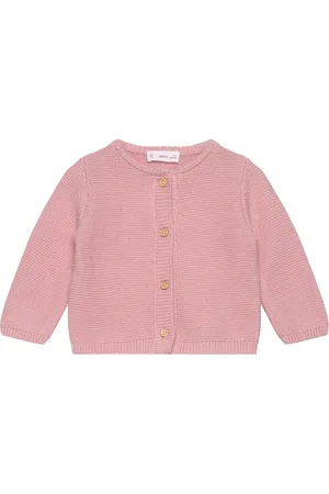 MANGO Button Knit Cardigan Tops Knitwear Cardigans Pink