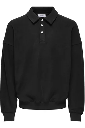 Only & Sons Onsdominic Rlx Ls Rugby Sweat Vd Tops Polos Long-sleeved Black