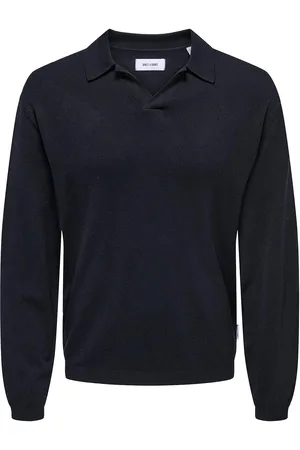 Only & Sons Onsadrian Reg 12 Ls Contrast Polo Knit Tops Polos Long-sleeved Navy