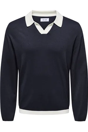 Only & Sons Onsadrian Reg 12 Ls Contrast Polo Knit Tops Polos Long-sleeved Navy