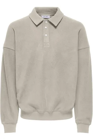 Only & Sons Onsdominic Rlx Ls Rugby Sweat Vd Tops Polos Long-sleeved Grey