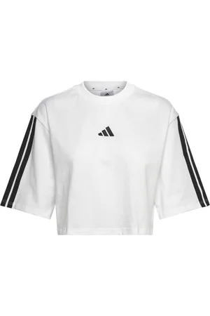 adidas W 3S Sj Tlr T Sport Sport Clothing Sports Tops & T-shirts Sport Crop Tops Sport Short-sleeved Crop Tops White