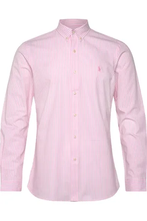 Ralph Lauren Slim Fit Striped Stretch Poplin Shirt Tops Shirts Casual Pink