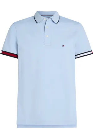 Tommy Hilfiger Flag Cuff Slim Fit Polo Tops Polos Short-sleeved Blue