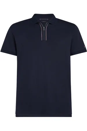 Tommy Hilfiger Zip Liquid Cotton Reg Polo Tops Polos Short-sleeved Navy