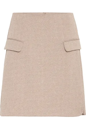 Ichi Ihkate Jacquard Sk5 Kort Skjørt Beige