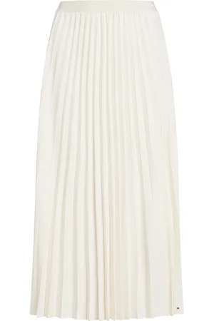 Tommy Hilfiger Fluid Pleated Pull On Midi Skirt Skirts Knee-length & Midi Skirts Cream