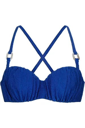 Dorina Madras Bandeau Swimwear Bikinis Bikini Tops Bandeau Bikinitops Blue