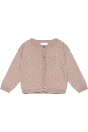 MANGO Button Knit Cardigan Tops Knitwear Cardigans Beige