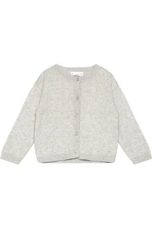 MANGO Button Knit Cardigan Tops Knitwear Cardigans Grey
