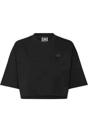 New Balance Logo Over D Jersey T-Shirt Sport Sport Clothing Sports Tops & T-shirts Sport Crop Tops Sport Short-sleeved Crop Tops Black