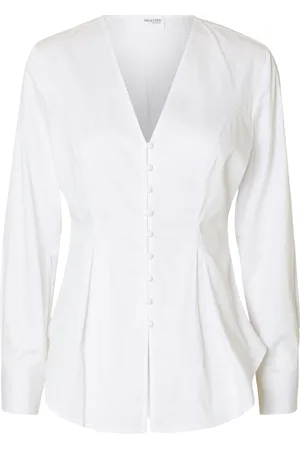 SELECTED Slfnaja Ls Fitted Butt D Shirt Tops Shirts Long-sleeved White