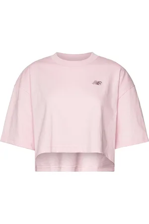 New Balance Logo Over D Jersey T-Shirt Sport Sport Clothing Sports Tops & T-shirts Sport Crop Tops Sport Short-sleeved Crop Tops Pink