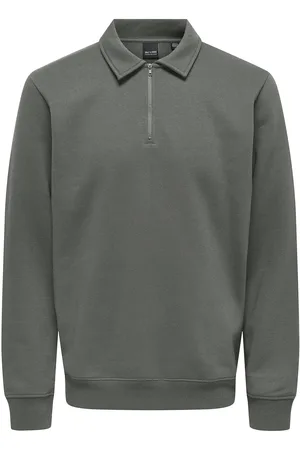 Only & Sons Onsceres 1/4 Zip Sweat Polo Tops Sweat-shirts & Hoodies Sweat-shirts Grey