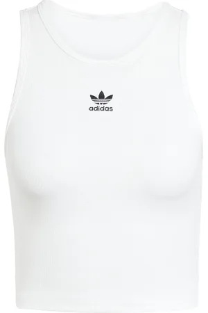 adidas Ess Rib Tank Sport Sport Clothing Sports Tops & T-shirts Sport Crop Tops Sport Sleeveless Crop Tops White