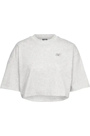 New Balance Logo Over D Jersey T-Shirt Sport Sport Clothing Sports Tops & T-shirts Sport Crop Tops Sport Short-sleeved Crop Tops Grey