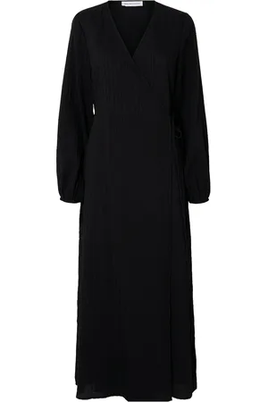 SELECTED Slflucia-Susie Ls Ankle Wrap Dress B Maxikjole Festkjole Black