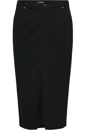 ONLY Carsiri Front Slit Skirt Dnm Gua Noos Skirts Knee-length & Midi Skirts Black