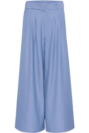 My Essential Wardrobe Vittamw High Wide Pant Bottoms Trousers Wide Leg Blue