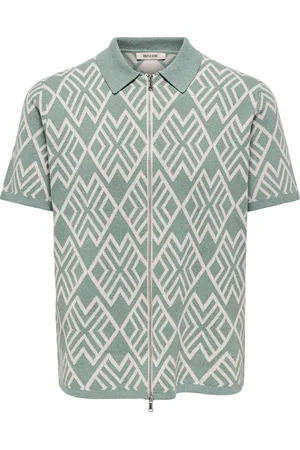 Only & Sons Onsmike Life Reg 12 Ss Jaq Shirt Knit Tops Knitwear Short Sleeve Knitted Polos Green