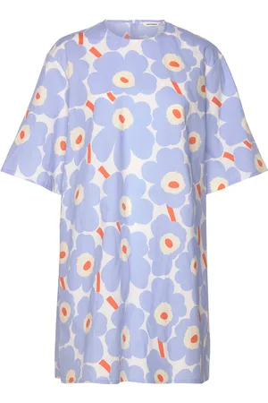 Marimekko Vohveli Unikko Kort Kjole Blue