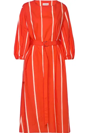 Marimekko Blomma Puhveli Knelang Kjole Red