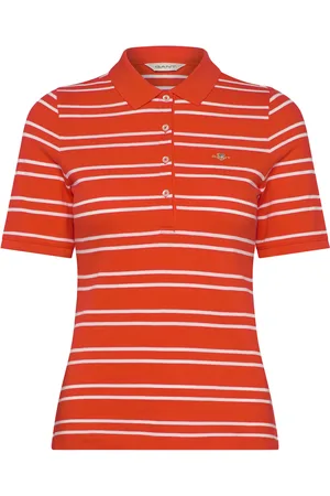 GANT Slim Stripe Shield Ss Pique Polo Tops T-shirts & Tops Polos Red