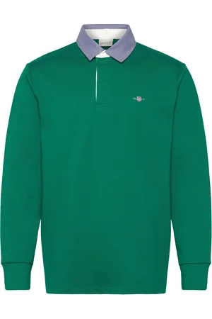 GANT Reg Chambray Heavy Rugger Tops Polos Long-sleeved Green