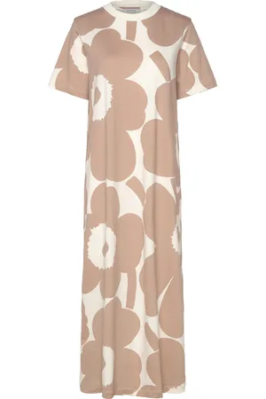 Marimekko Pahlo Unikko Knelang Kjole Beige
