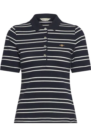 GANT Slim Stripe Shield Ss Pique Polo Tops T-shirts & Tops Polos Navy