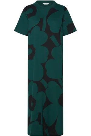 Marimekko Pahlo Unikko Knelang Kjole Green