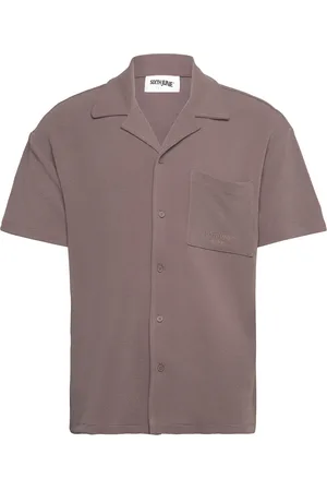 Sixth June Crepe Fabric Ss Shirt Tops Shirts Short-sleeved Shirts Brown