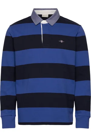 GANT Reg Chambray Stripe Heavy Rugger Tops Polos Long-sleeved Navy