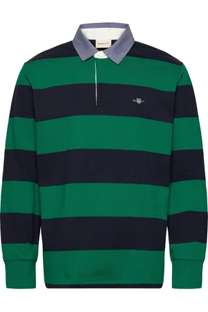 GANT Reg Chambray Stripe Heavy Rugger Tops Polos Long-sleeved Green