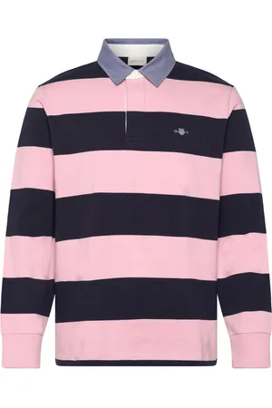 GANT Reg Chambray Stripe Heavy Rugger Tops Polos Long-sleeved Pink