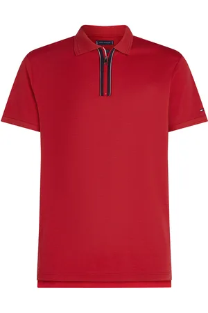 Tommy Hilfiger Zip Liquid Cotton Reg Polo Tops Polos Short-sleeved Red
