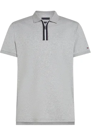 Tommy Hilfiger Zip Liquid Cotton Reg Polo Tops Polos Short-sleeved Grey